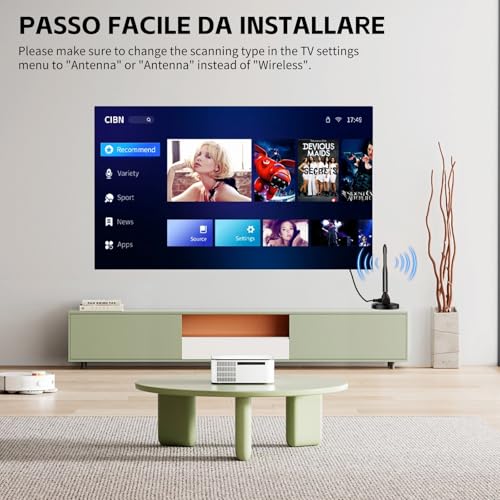 2026 Nuova Antenna Tv Digitale Interna, Interni Ed Esterni Con Base Magnetica, Amplificatore Di Segnale Support 4K HD/1080P/VHF/UHF Per Home Smart Televisione/Radio, Cavo Coassiale 5M - 2