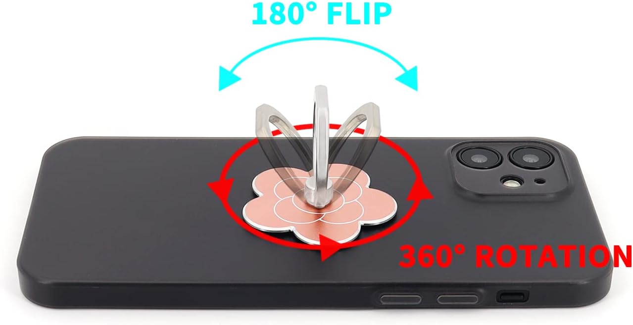 LaMignonne Cell Phone Ring Holder Flower Finger Ring Grip Stand 360° Rotation 180° Flip Universal Kickstand Compatible with All Smartphones (Rose Gold)