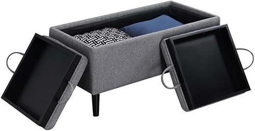 Miniatura 5 de Convenience Concepts Designs4Comfort Magnolia - Otomana de almacenamiento con bandejas reversibles, tela gris suave
