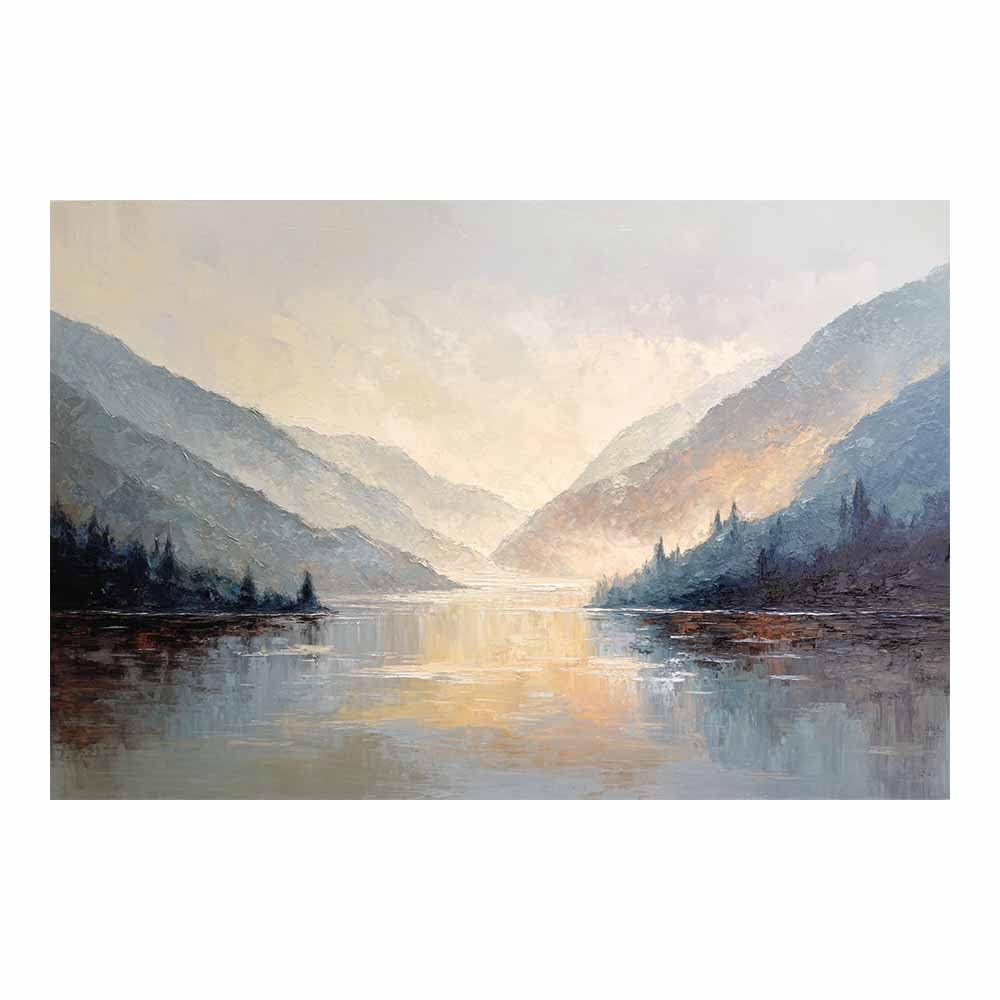 HUYEEI Landscape Wall Art Lake Rhythms Modern Canvas Print On Artwork, Suitable for living room, bedroom, for Kids Room Decoretc.(blue)-70x100cm Unframed