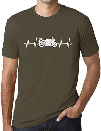 Ultrabasic Men's Graphic T-Shirt Motorcycle Heartbeat Eco-Friendly Limited Edition Short Sleeve Tee-Shirt Vintage Birthday