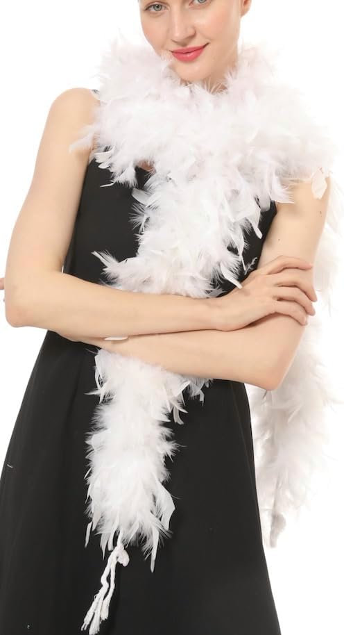 80 Gram, 2 yards Long Turkey Chandelle Feather Boa 10 Color, Great for Party, Wedding, Halloween Costume, Christmas Tree Decoration (white color) - Image 5