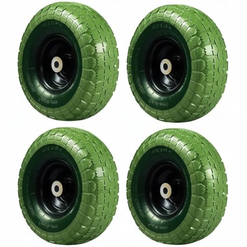 10-Inch Flat-Free Tires – 4-Pack Solid Rubber Wheels – Universal Replacement for Hand Trucks, Carts, Dollies – Never Go Flat – 5/8