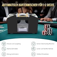 vonsera Kartenmischmaschine, Mischmaschine Karten für 1-4 Decks, USB-Kartenmischer automatischer für UNO, Poker und Blackjack – Kartenmischgerät batteriebetrieben (Schwarz mit USB, 4 Decks) – Ansicht 3