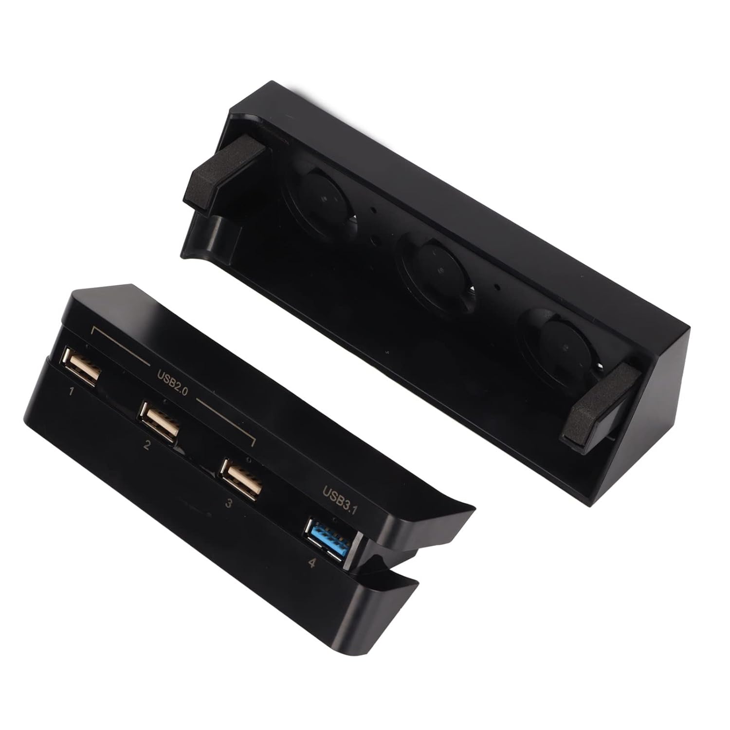 Game Console Cooling Fan USB Powered Intelligent External Cooler with HUB for Slim Host Black