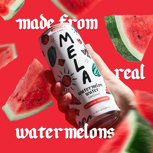 Mela Watermelon Water - Watermelon Juice, 100 Percent Natural Fruit Juice with Vitamin C, Electrolytes, Antioxidants - Coconut Water Alternative, Gluten-Free (Variety, 11.15 fl oz, 12-pack)