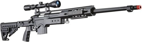 Miniatura 5 de Rifle de francotirador de Airsoft con perno de acero de metal completo de 460 FPS con alcance de 3-9 x 40 y resorte plegable de acción de perno de