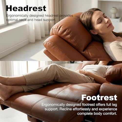Image of S Craft Sofas Italian Genuine Leather(Body Touch) Single Seater Luxury Electric Recliner Sofa | Premium Comfort Modern Reclining Sofa for Living Room & Home Theater