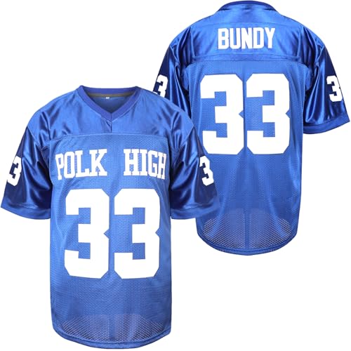 Ayoubaus 33 AL Bundy Football Jersey, Blue Shirt 90S Hip Hop Clothing Party(Blue, Large)
