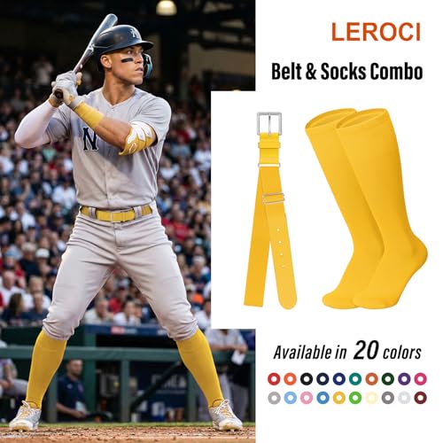 Image of Baseball Belt and Baseball Socks Combo Set for Youth and Adult Available in 20 Colors