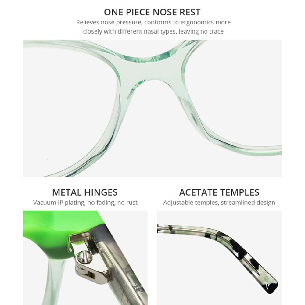 MUTYNE Montura de gafas de acetato multicolor para hombre, anteojos cuadrados retro, gafas para mujer