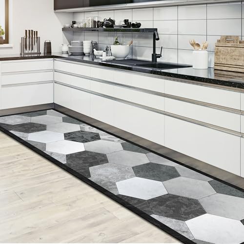 CREARREDA Alfombra Vinílica Cocina y Baño Antideslizante Lavable, Diseño Italiano Moderno, Impermeable, Decorativa, Resistente, Fácil Limpieza, Antimanchas, Higiénica, Made in Italy