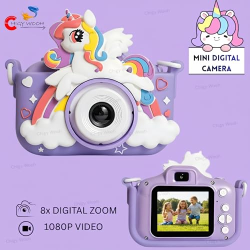 Image of Digital Camera for Kids | Cute Unicorn Design 2-Inch HD Screen with 1080MP Video Recorder, Photo & Selfie Mode | Fun Learning Toy for Boys and Girls, Best Gift for Kids