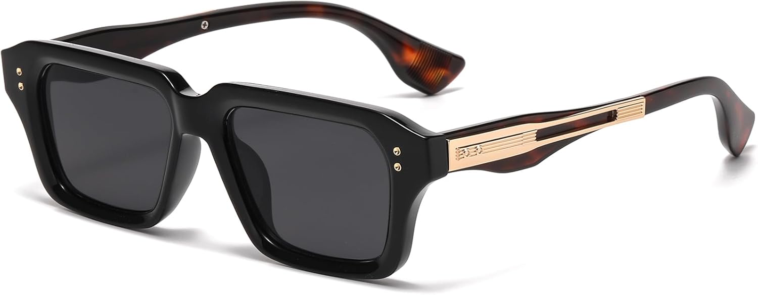 AIEYEZO Rectangle Sunglasses for Men Women Fashion Square Frame Sun Glasses 90’s Retro Designer Shades