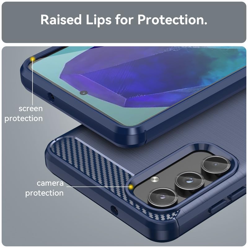 Image of Hybrid Carbon Fiber Back Case for Samsung Galaxy M55 / M55s / F55 5G (Blue)