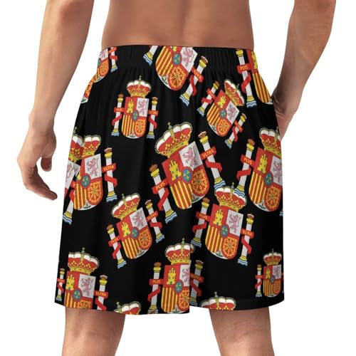 Coat of Arms of Spain Men's Pajama Bottoms Lounge Pj Shorts Stretch Sleep Shorts for Home Vacation Beach3