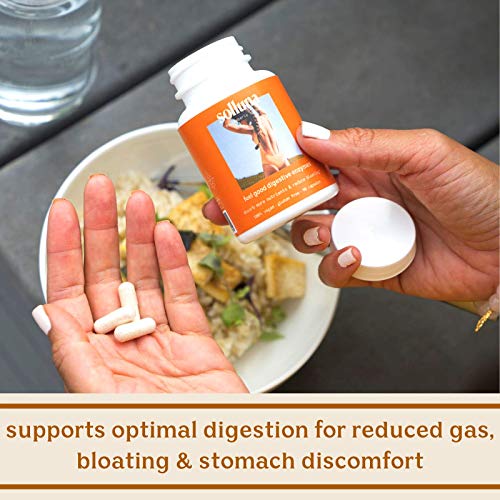 Solluna By Kimberly Snyder Feel Good Digestive Enzymes Digestion & Nutrient Absorption Aid For Stomach Pain, Gas & Bloating — Multi-Enzymes Lipase, Amylase, Protease, Cellulase, & Galactosidase #TOP3