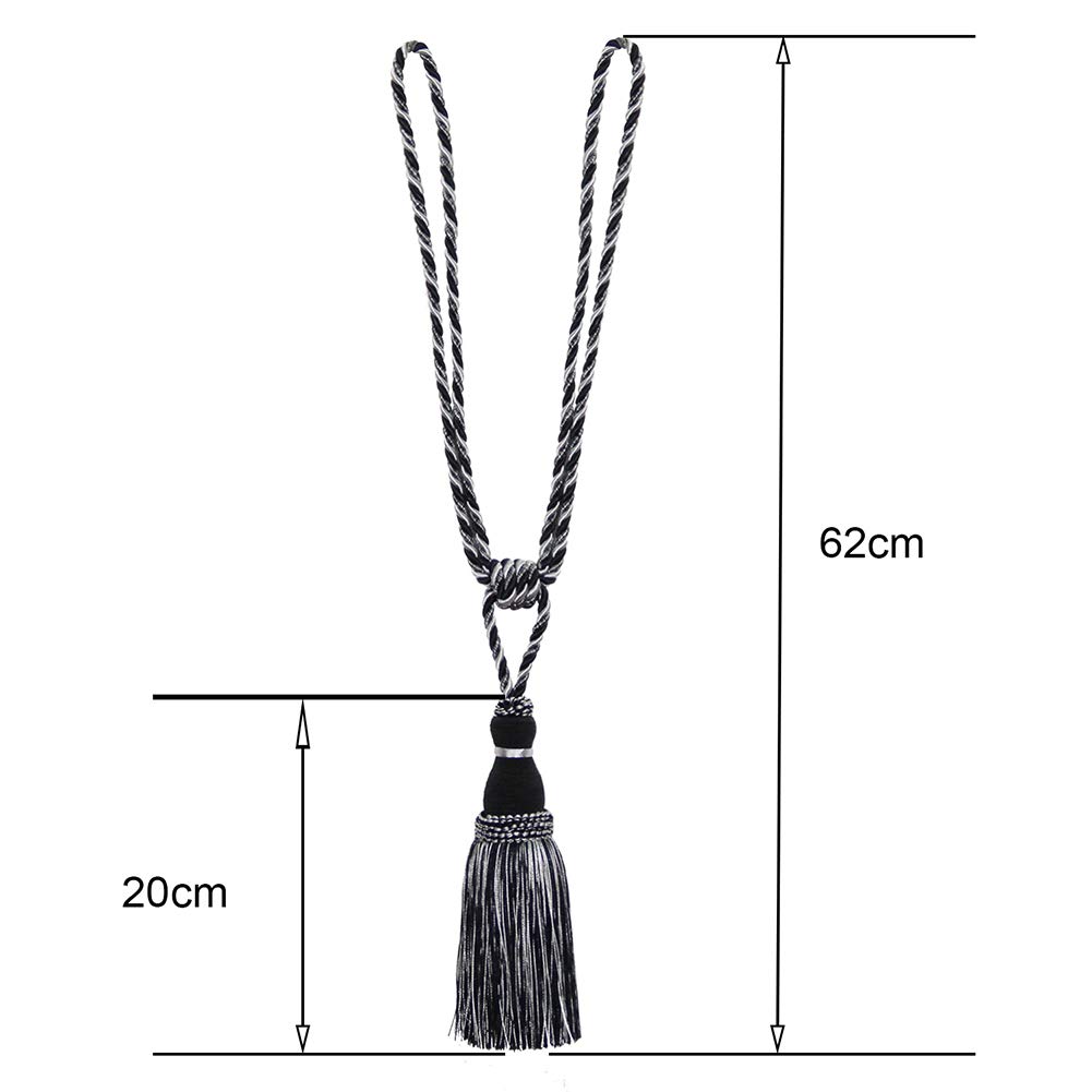 Alzapaños para Cortinas Lazos Decorativos Elegantes con borlas for Sujetar Cortinas(Mix Black,2pcs)