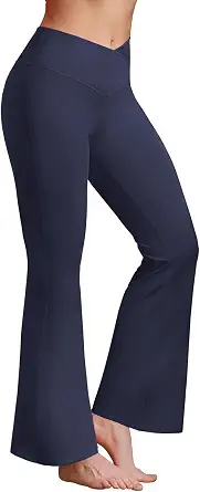BRXL Flare Leggings for Women V Cross Over High Waisted Wide Leg Yoga Pants Bell Bottom Gym Workout Pants Tummy Control