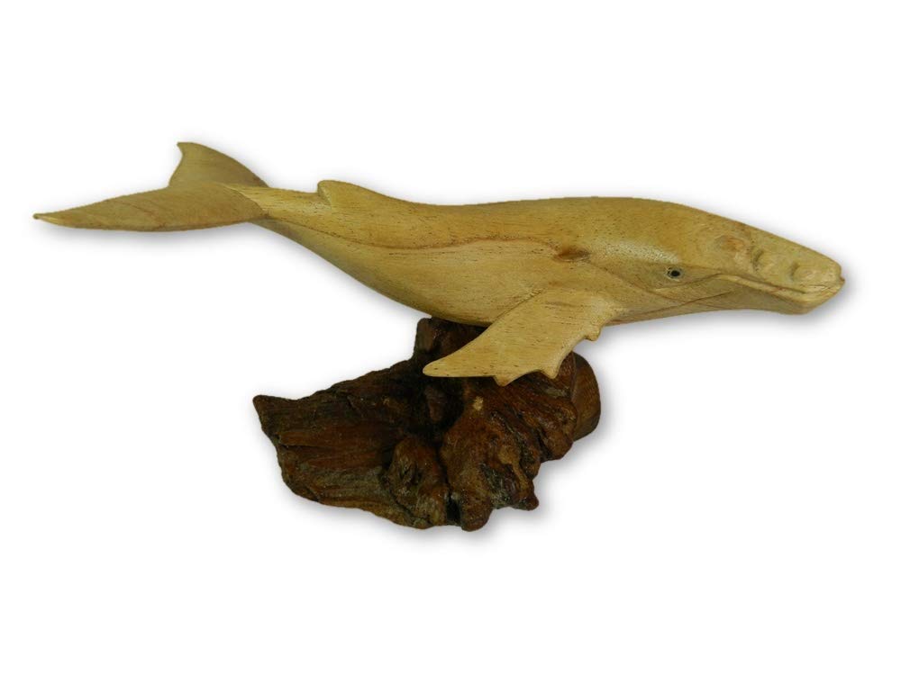 Thai Gifts Wooden Humpback Whale Carving - Hand Carved 20cm