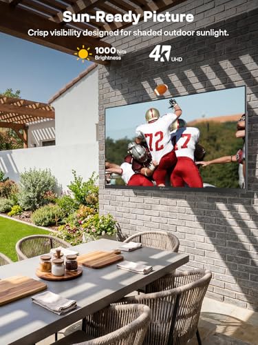Image of SYLVOX 55'' Outdoor TV, Ultra-Narrow Bezel, Upgraded IP56 Waterproof Smart Google TV for Outside, 2x12W Speakers with Dolby Atmos, 1000 Nits Brightness for Patio, Deck or Partial Sun (Frameless, 2026)