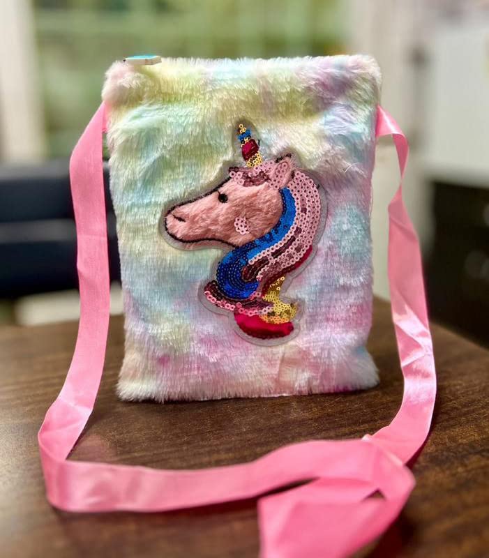 Jiada Fur Plush Kids Unicorn Sling Bag Side Bag Shoulder bag