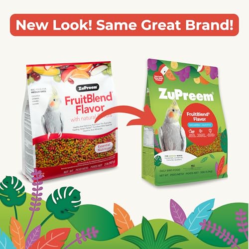 ZuPreem FruitBlend Bird Pellets, Daily Bird Food for Cockatiel, Lovebird, Quaker, Small Conure, Lorikeet, Core Nutrition, Cockatiel Pellets, Conure Food (M, 2 lbs) - Image 3