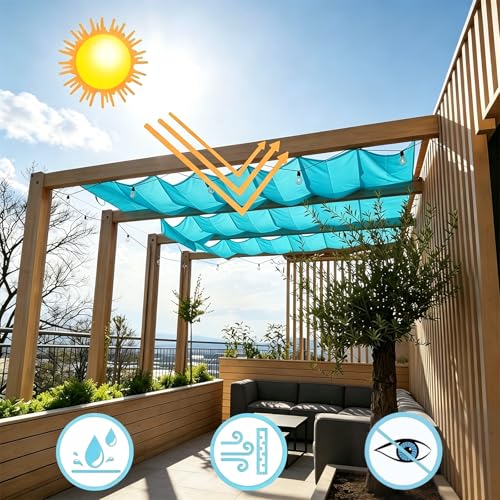 Voile d'ombrage rétractable contre la chaleur bâche terrasse anti-déchirure - 3