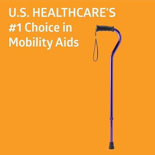 Miniatura 6 de Medline Gel Grip - Bastón de aluminio con mango desplazado, altura ajustable de 29 a 38 pulgadas, capacidad de peso de 300 libras, color morado,