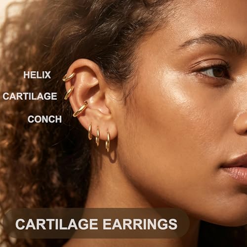 Image of KesaPlan Stud Earrings for Women 14K Gold Plated Hypoallergenic Hoop Earrings Set Small Studs Hoop Huggie Earring Multiple Piercing Star Heart Ball Cubic Zirconia Studs Stacks Trendy for Women Men