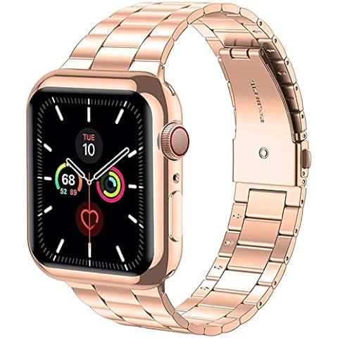 KOMI Strap Compatible with Apple Watch 41mm 40mm 38mm Bracelet,Stainless Steel Metal Replacement Watch Band for iWatch Series 8/7/6/5/4/3/2/1/SE(41/40/38mm,Rose Gold) Cover