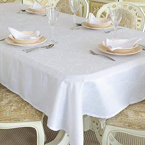Mantel blanco con tratamiento antimanchasReferencia: Lines., Blanco, 59 x 118" (150 x 300cm) Cover
