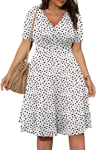 Image of POSESHE Womens Plus Size Dresses Sleeveless Wrap V-Neck Sundress Casual Summer Wedding Guest Cocktail Dress with Pockets