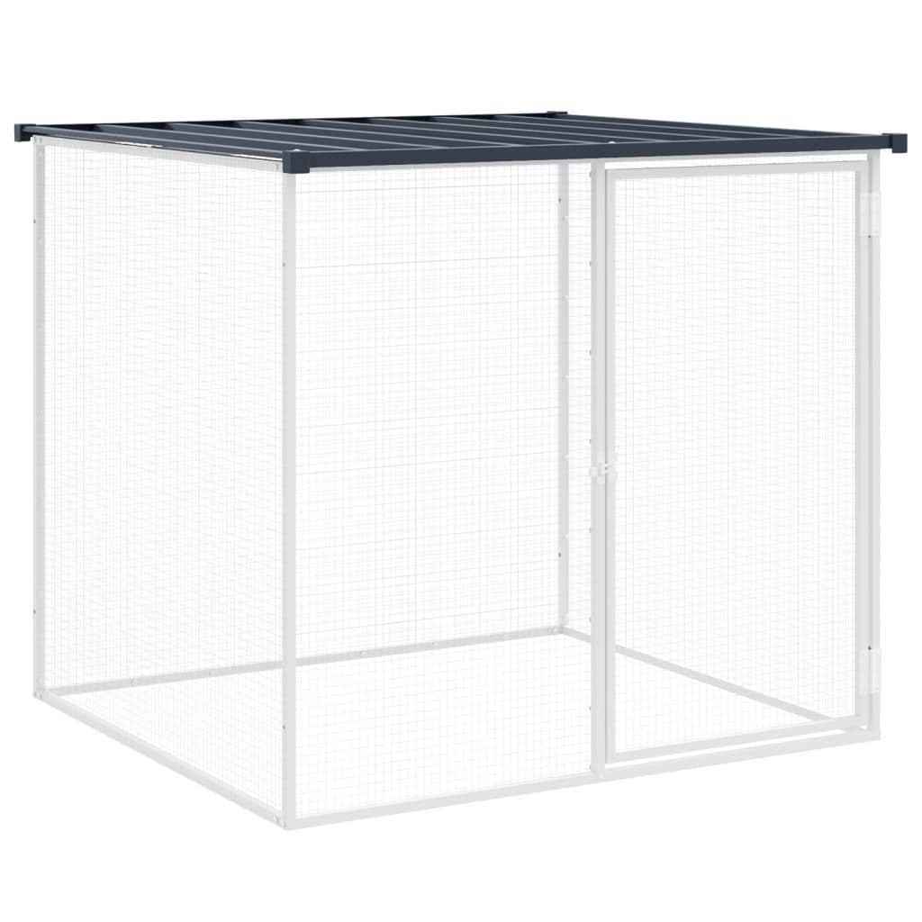 Gabbia per polli con tetto, 403 x 98 x 90 cm, in acciaio zincato