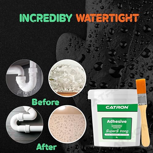 Image of Catron Transparent Waterproof Glue for Leakage, Epoxy Resin floor paint, Crack Seal Waterproofing Agent for Roof, Walls, Tiles Solution, Indoor and Outdoor Super Strong Adhesive Sealant (1 Kg /Litre)
