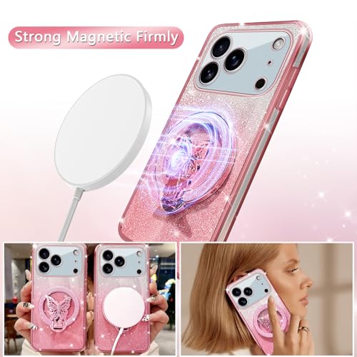 Coque iPhone 17 Pro Max Magsafe or rose anti-chute avec sangle - 3