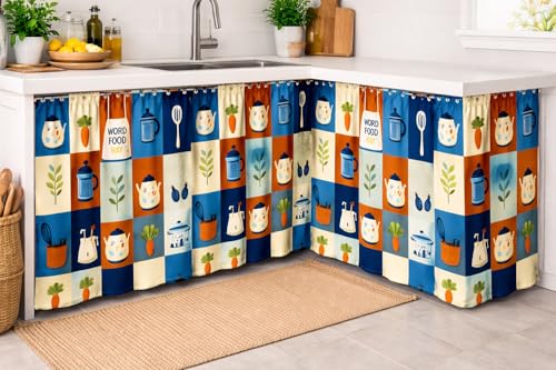 Image of Barebeauty Premium Printed Kitchen Sink Curtain | Kitchen Under Sink Curtain | Decorative Cabinet Cover | Washable & Dustproof | Modern Curtain (1, Design-2)