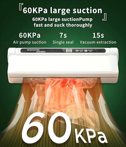 Vacuum Sealer for homeuse Automatic small vacuum sealer with 210mm extended seal with 40 Vacuum Bags+3 Sealing Strips Food Saver Vacuum Sealer Machine ABS Material for homeuse