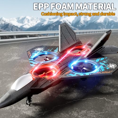 Image of NIPLOOOW Foam Remote Control Airplanes Rc Planes for Kids Adults 4-8, Remote Control Planes Fighter Jet with Light, 360 Flip Fighter Jet Toy, Gravity Sensing, Stunt Roll, Gifts for 6 7 8 10 12 13 14