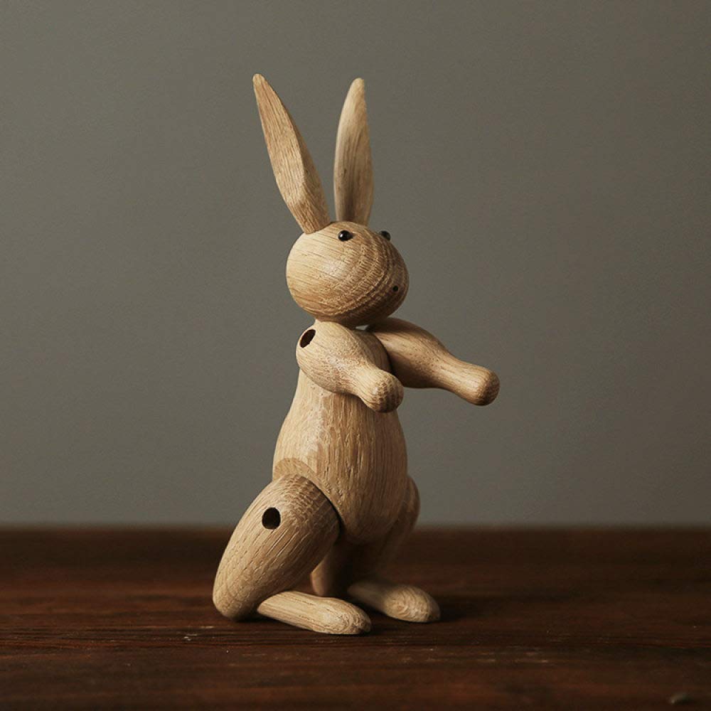Statue de lapin en bois pour décoration maison, petit artisanat créatif de bureau