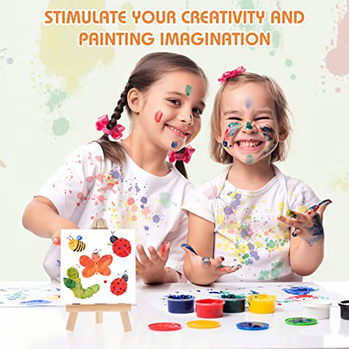 Stretched Mini Canvases 12 Sets Small Painting Canvas with Mini Easel Art Canvases Small Canvases for Painting Craft Acrylic Pouring Oil Water Color