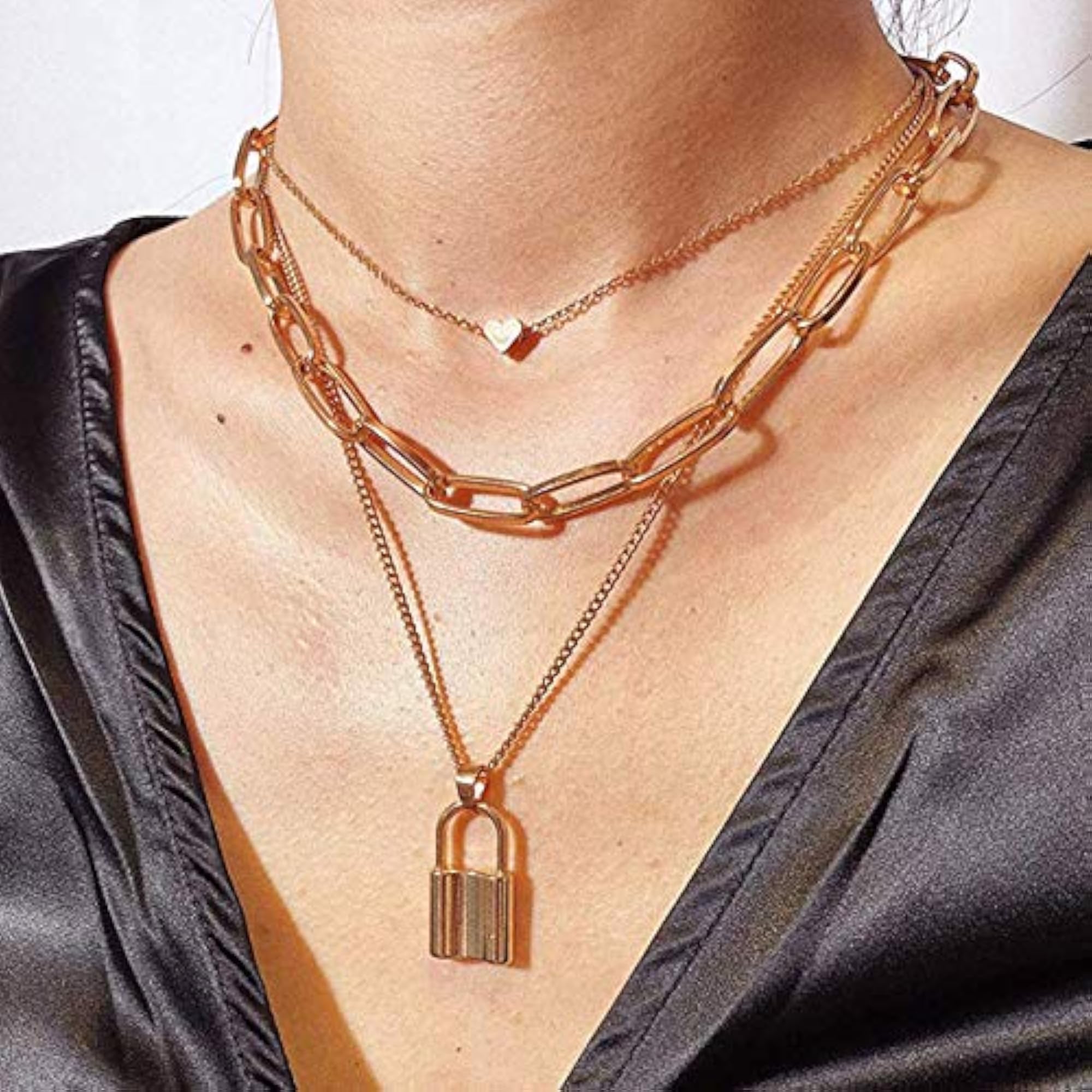 2 Multilayer Chain Pendant Necklace Set