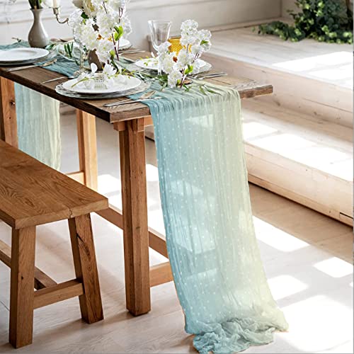 Wedding Party Table Runner, Gradient Chiffon Table Runner 29"X120", 10Ft Soft Cheese Cloth Gauze Splicing Multipurpose Long For Wedding Party Baby Shower Birthday Decor (Style B) #TOP3