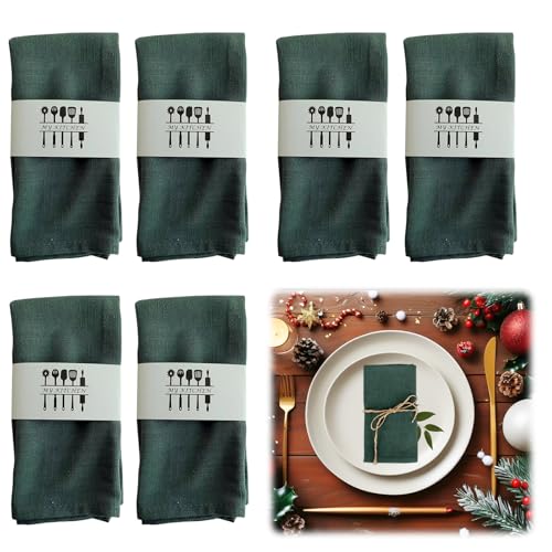 Yuragim Weihnachts Stoffservietten Leinenservietten Baumwolle, 6er...