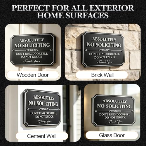 Image of Brass No Soliciting Sign for House Front Door, Vintage No Solicitors