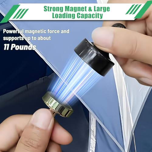 HIKERBRO Magnetic Camping Hook, Heavy-Duty Tent Hanger Hooks with Magnet Clip, Canopy Hanging Hook with Carabiner, Indoor Outdoor Multifunctional Tents Magnets Hangers for Camp, Travel, Picnic