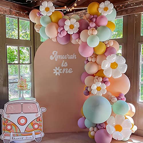 Mydecorbl 128 Pcs Daisy Balloon Arch Kit - Daisy Balloon Combination For Daisy Party Decorations Groovy Theme Party Birthday Baby Shower Wedding Celebration Forest Theme Decoration  #TOP5