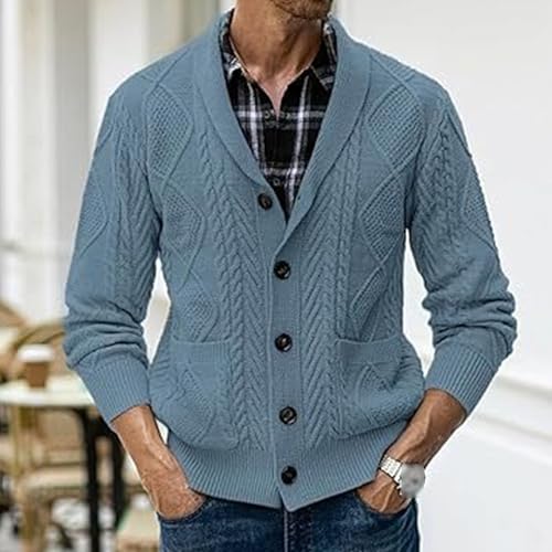 Men's Cardigan Stylish Pockets Sweater Button Down Lapel Comfort Sweater Knitted Warm Thick Winter Sweaters2