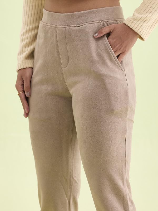 Image of GO COLORS Women Solid Mid Rise Suede Treggings