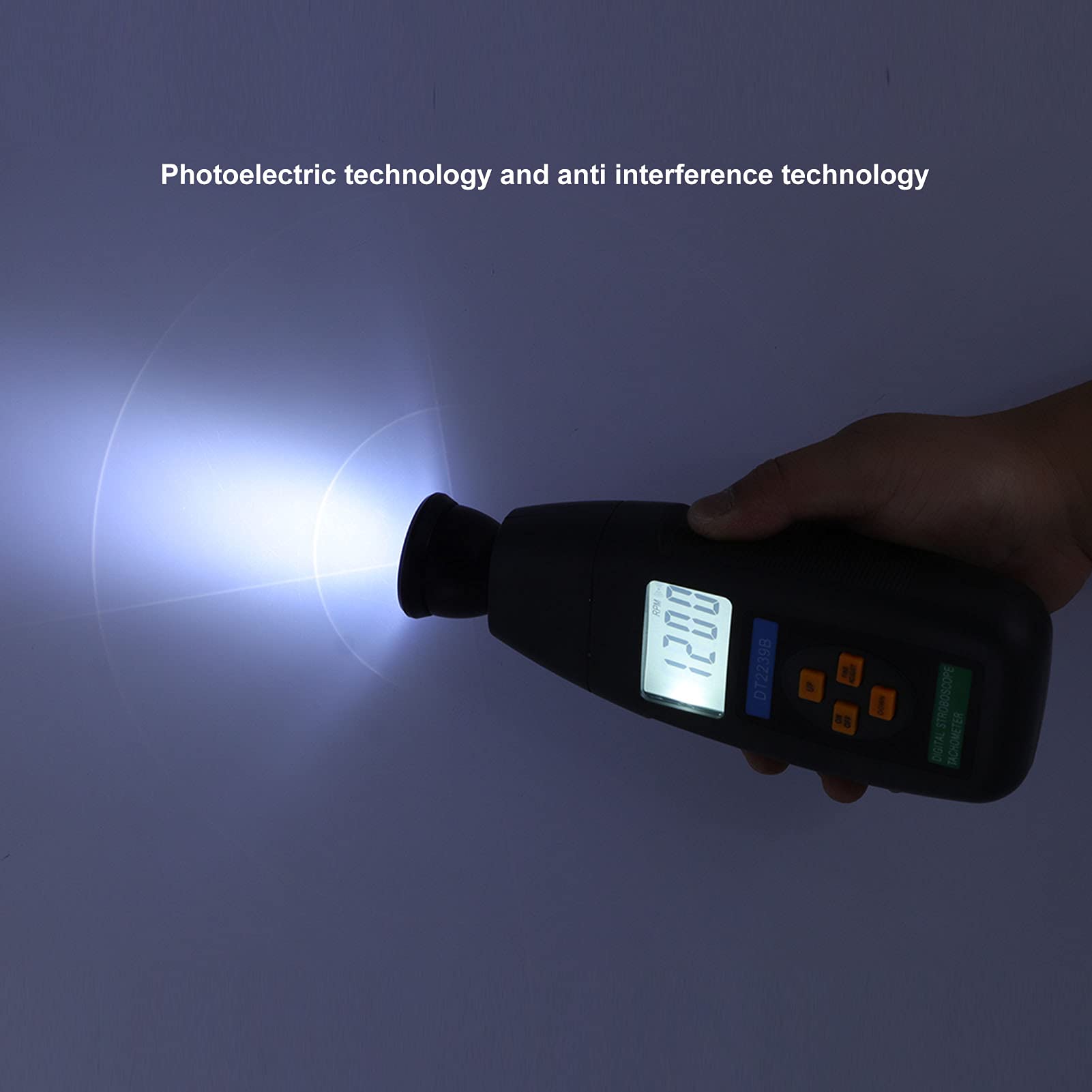 Digital Stroboscope DT2239B, Handheld Non Tachometer, Photoelectric Flash Revolution Meter, Portable Electrical Tools with LCD Backlit Display for Speed Measurement